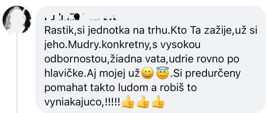Rastik, si jednotka na trhu — ohlas klientky