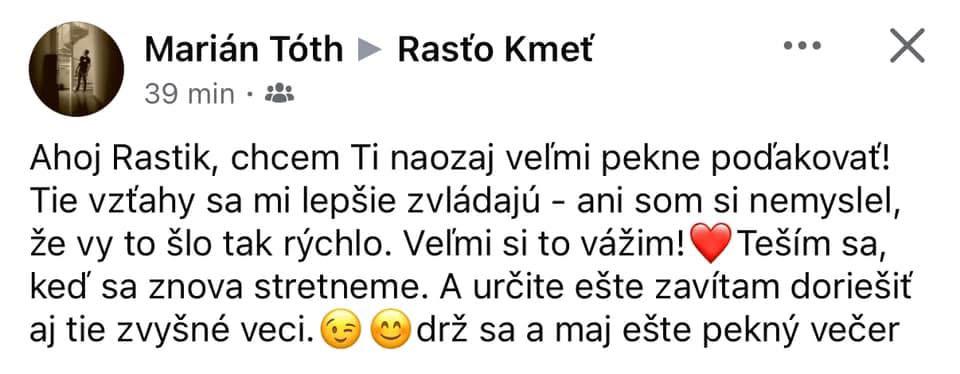 Marián Tóth — poďakovanie za prácu na vzťahoch